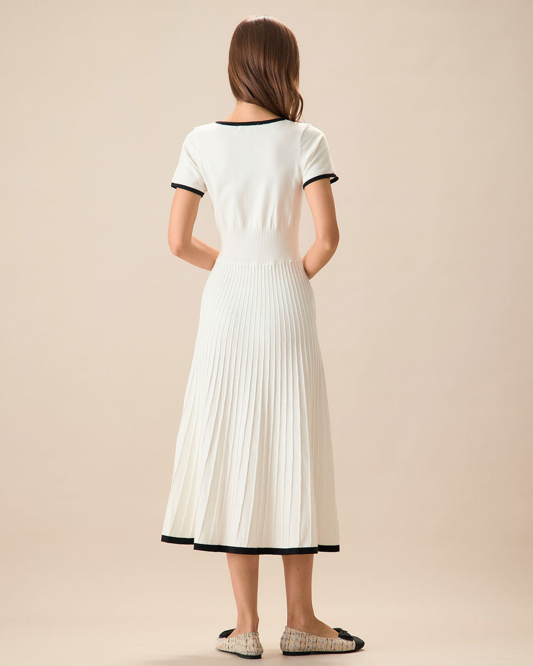 Sabrina | Contrast Knit Sweater Midi Dress