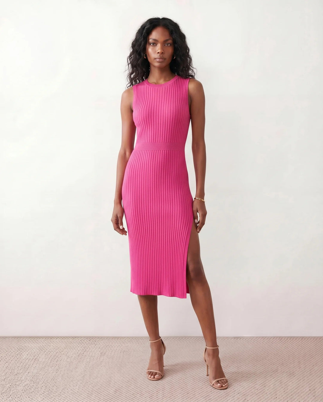 Solange | Ribbed Fitted Sheath Midi Dress
