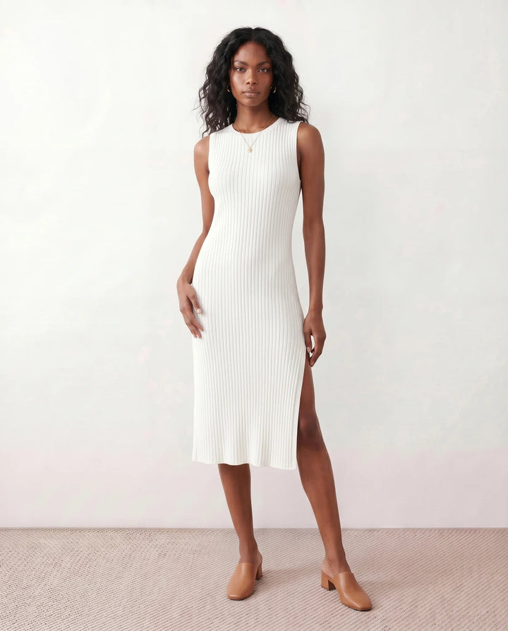 Solange | Ribbed Fitted Sheath Midi Dress