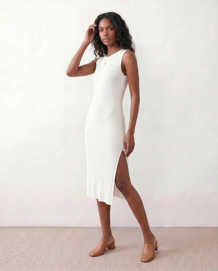 Solange | Ribbed Fitted Sheath Midi Dress