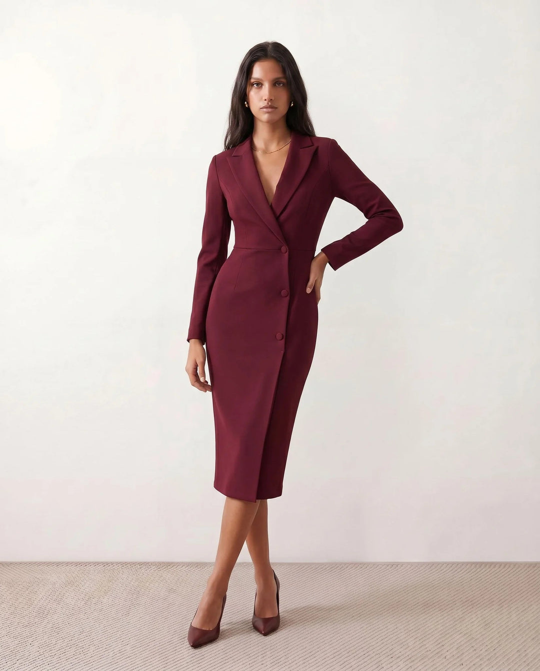 Josephine | V-Neck Button-Front Midi Dress