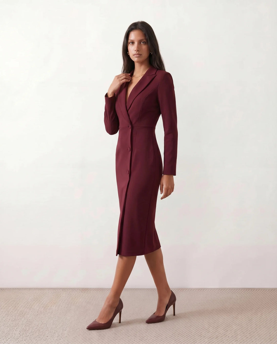 Josephine | V-Neck Button-Front Midi Dress