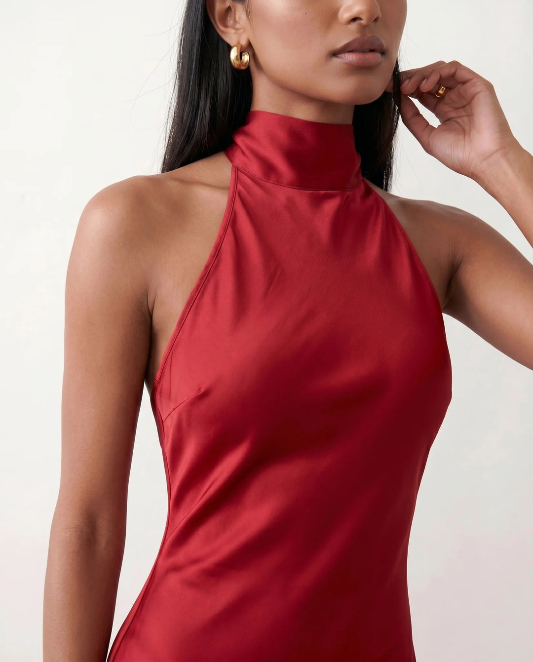 Saoirse | Satin Halter Open-Back Maxi Dress