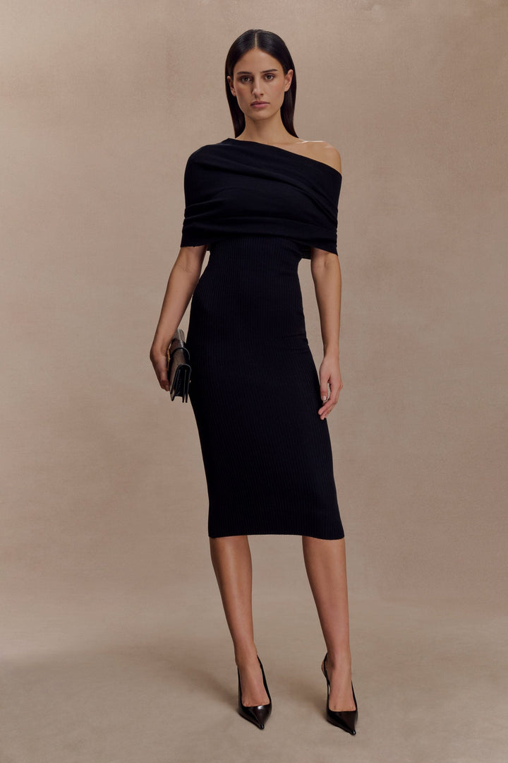 Zinnia | Asymmetric Overlay Knit Midi Dress
