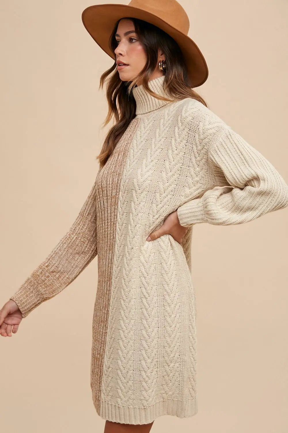 Imogen | Colour Block Turtleneck Sweater Dress