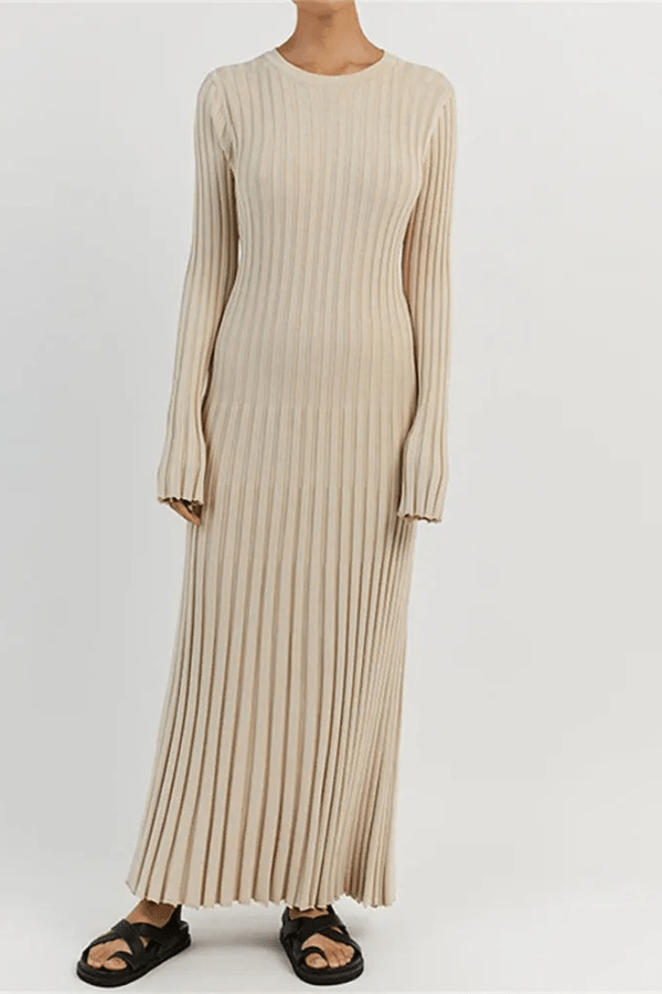 Madelief | Ruffle Hem Long Sleeve Knit Dress