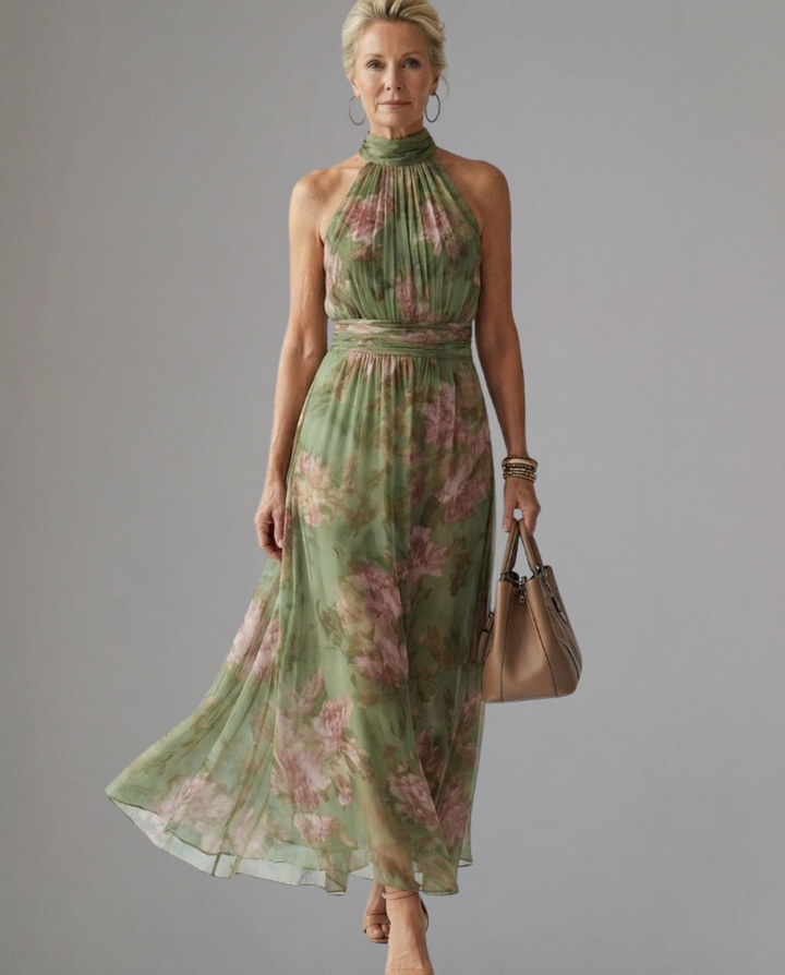 Mirelle | Gathered Halter Midi Dress