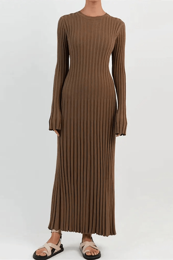 Madelief | Ruffle Hem Long Sleeve Knit Dress