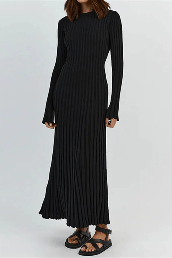 Madelief | Ruffle Hem Long Sleeve Knit Dress