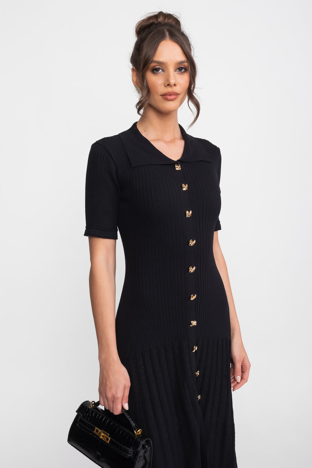 Tess | Peter Pan Collar Knit Midi Dress