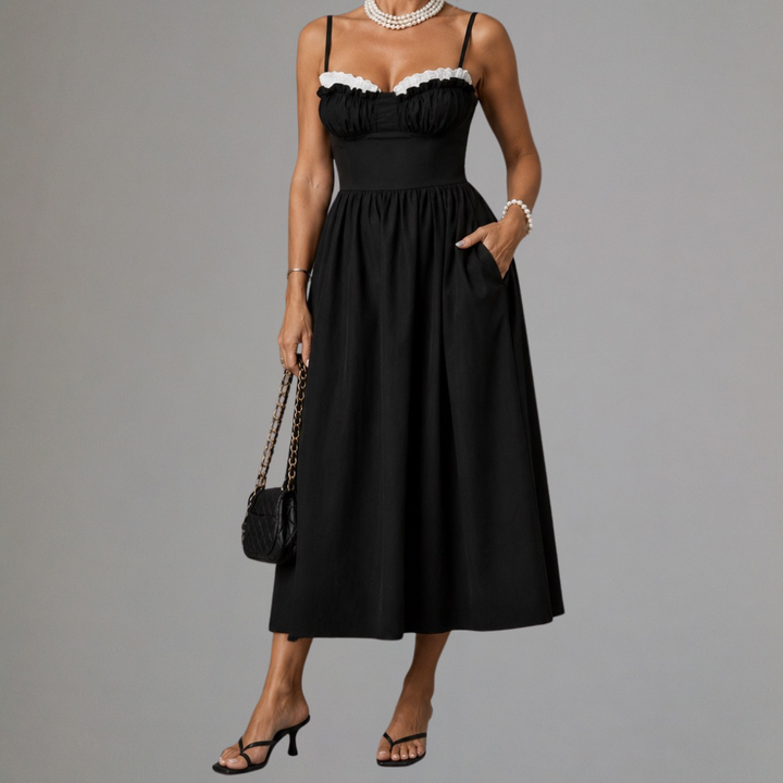 Alera | Pleated Spaghetti Strap Midi Dress