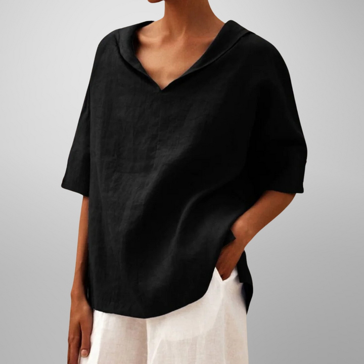 Calista™ - V-NECK TOP WITH COLLAR