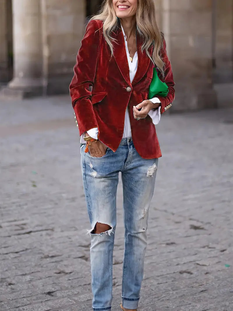 Isla | Elegant Velvet Blazer