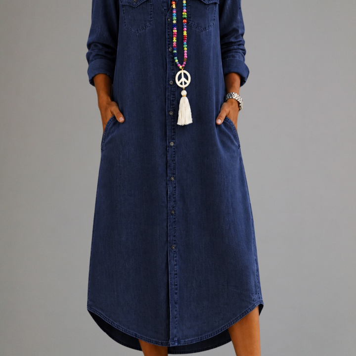 Helen | Casual Elegant Long Denim Shirt Dress