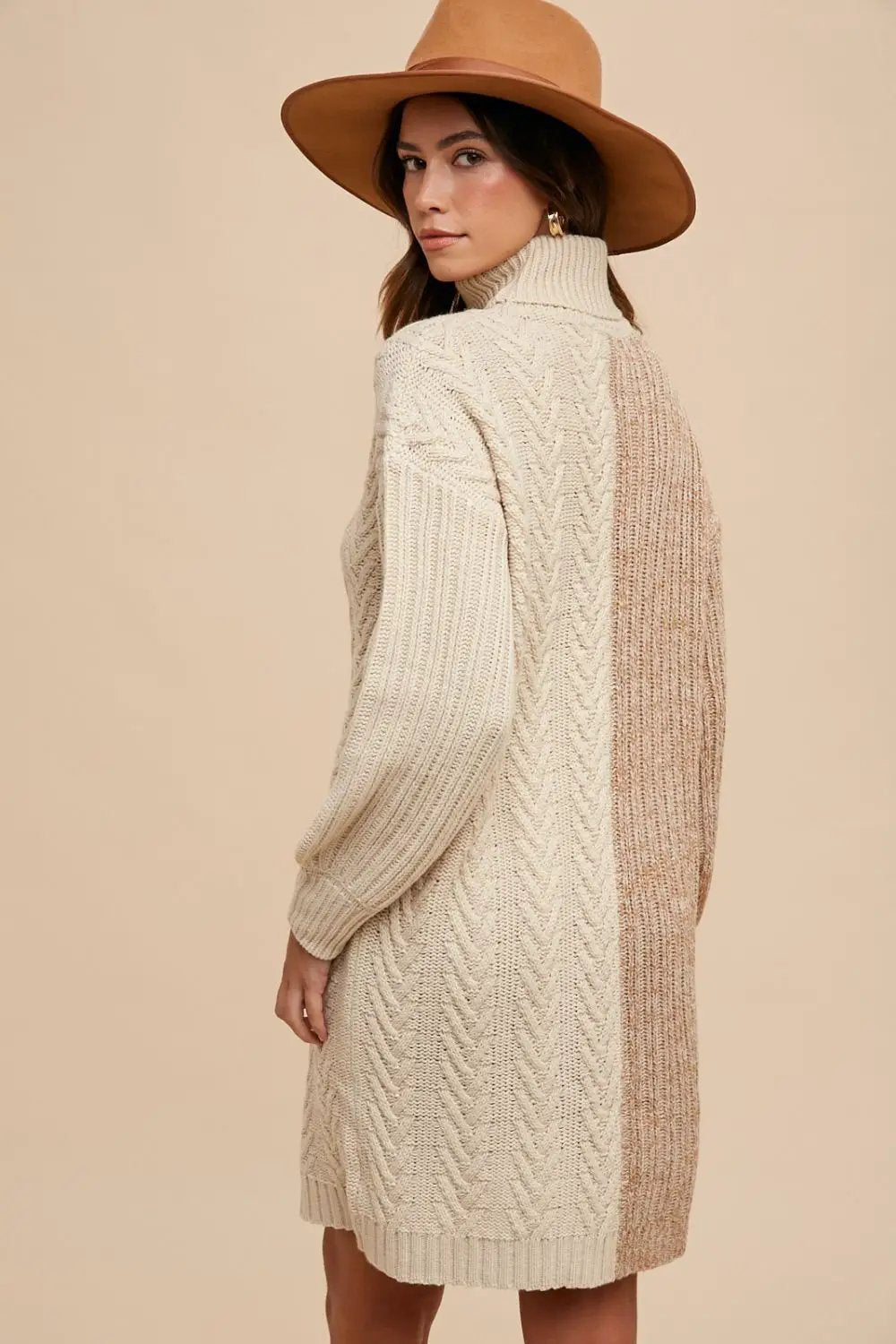 Imogen | Colour Block Turtleneck Sweater Dress