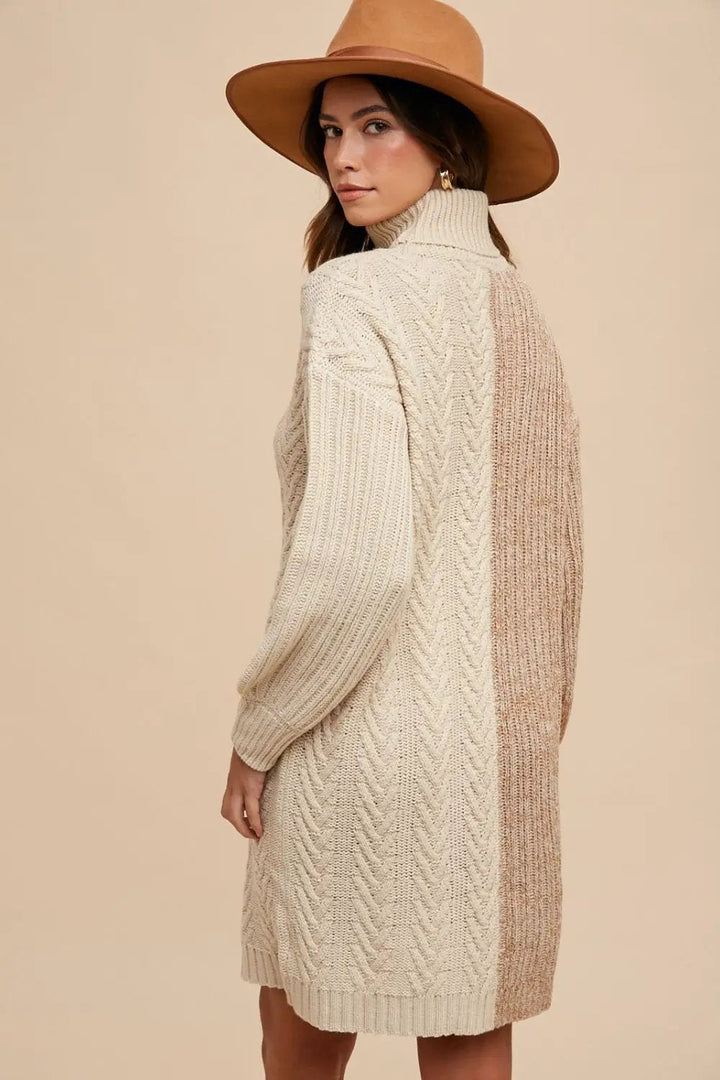 Imogen | Colour Block Turtleneck Sweater Dress