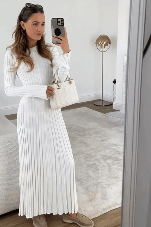 Madelief | Ruffle Hem Long Sleeve Knit Dress