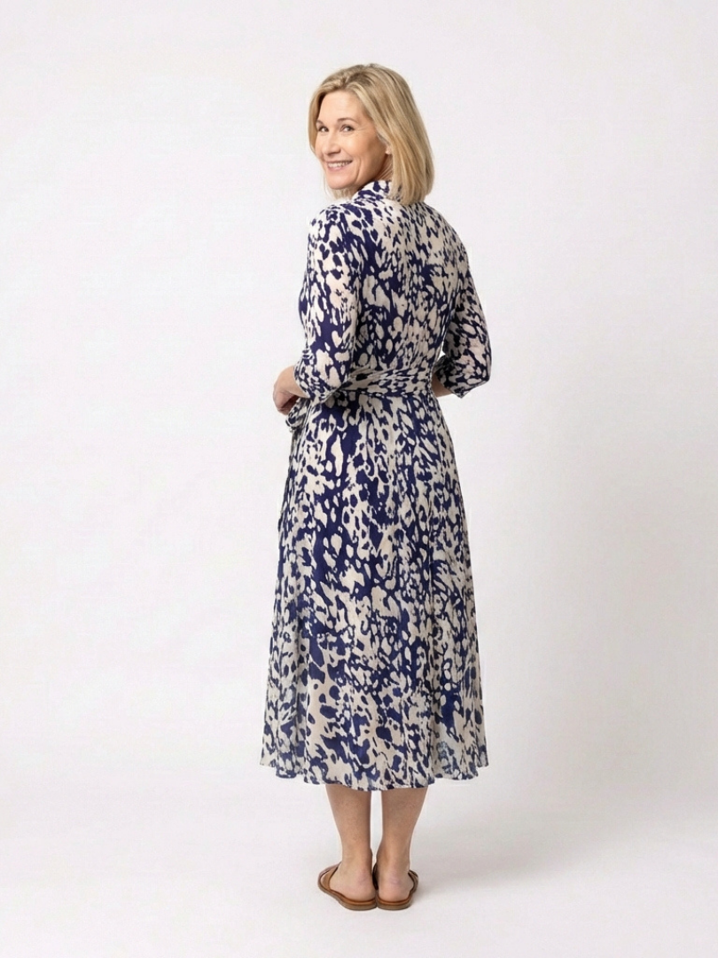 Florette | Collared Waist Tie Midi Dress