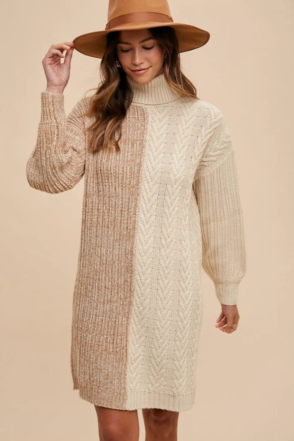 Imogen | Colour Block Turtleneck Sweater Dress