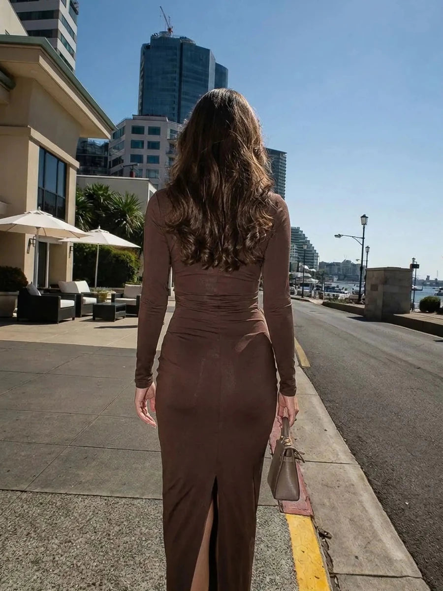 Flore | Ruched Twist Knot Maxi Dress