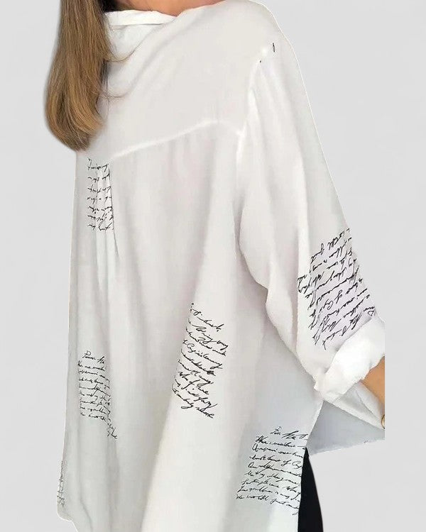 Helena™ - Script Button-Up Shirt