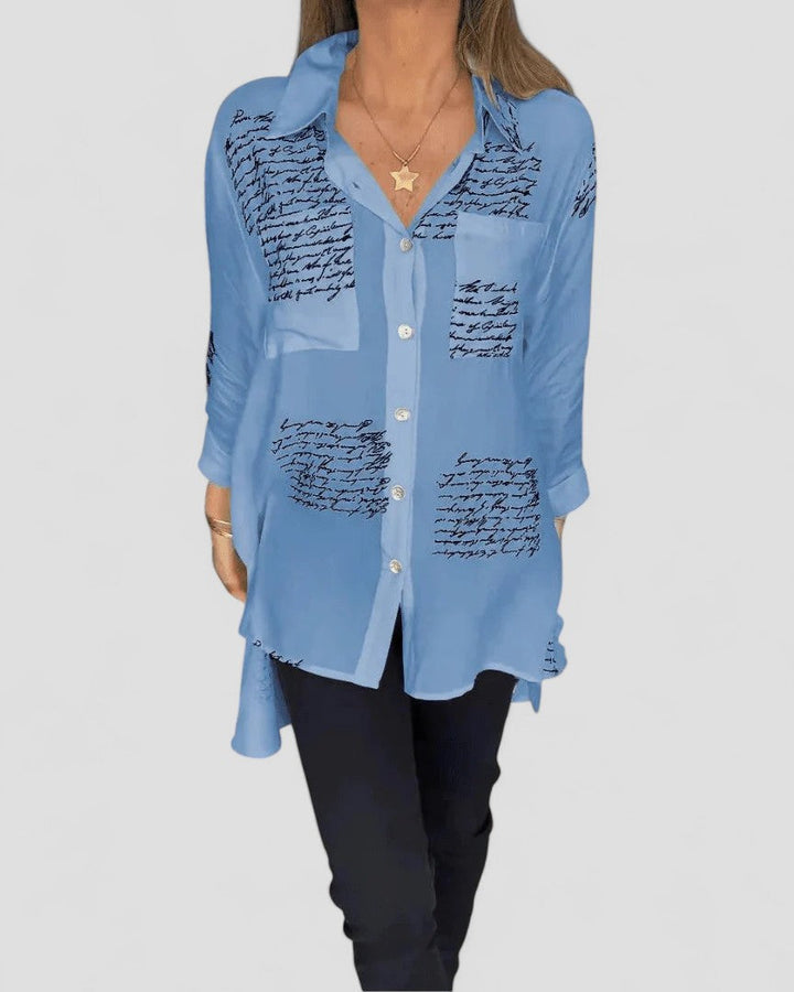 Helena™ - Script Button-Up Shirt