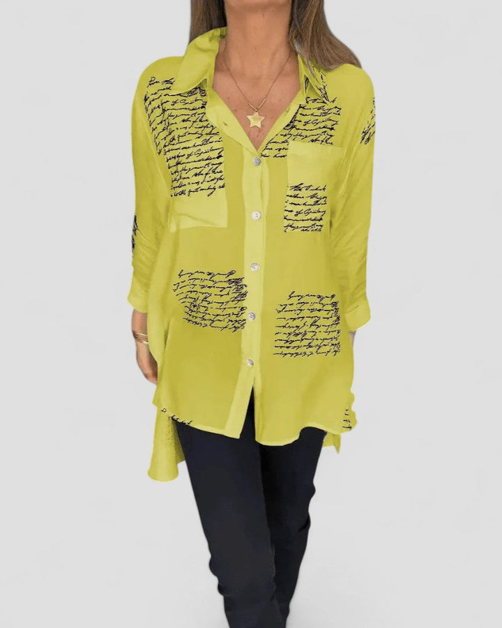 Helena™ - Script Button-Up Shirt