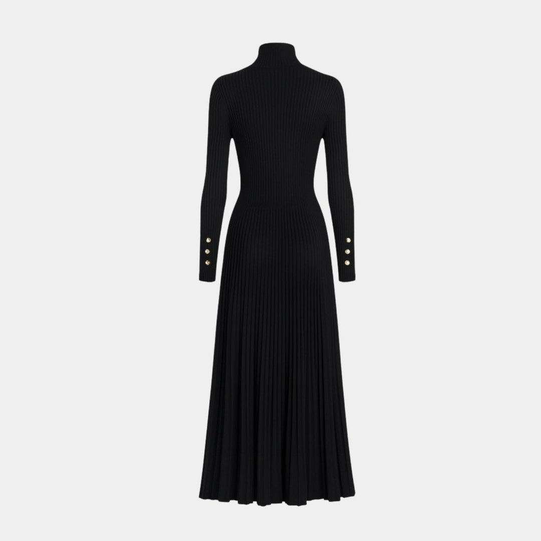 Dianelle | Pleated Turtleneck Knit Midi Dress