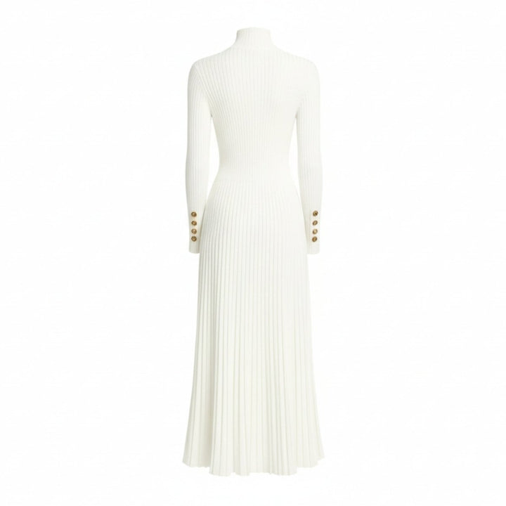 Dianelle | Pleated Turtleneck Knit Midi Dress