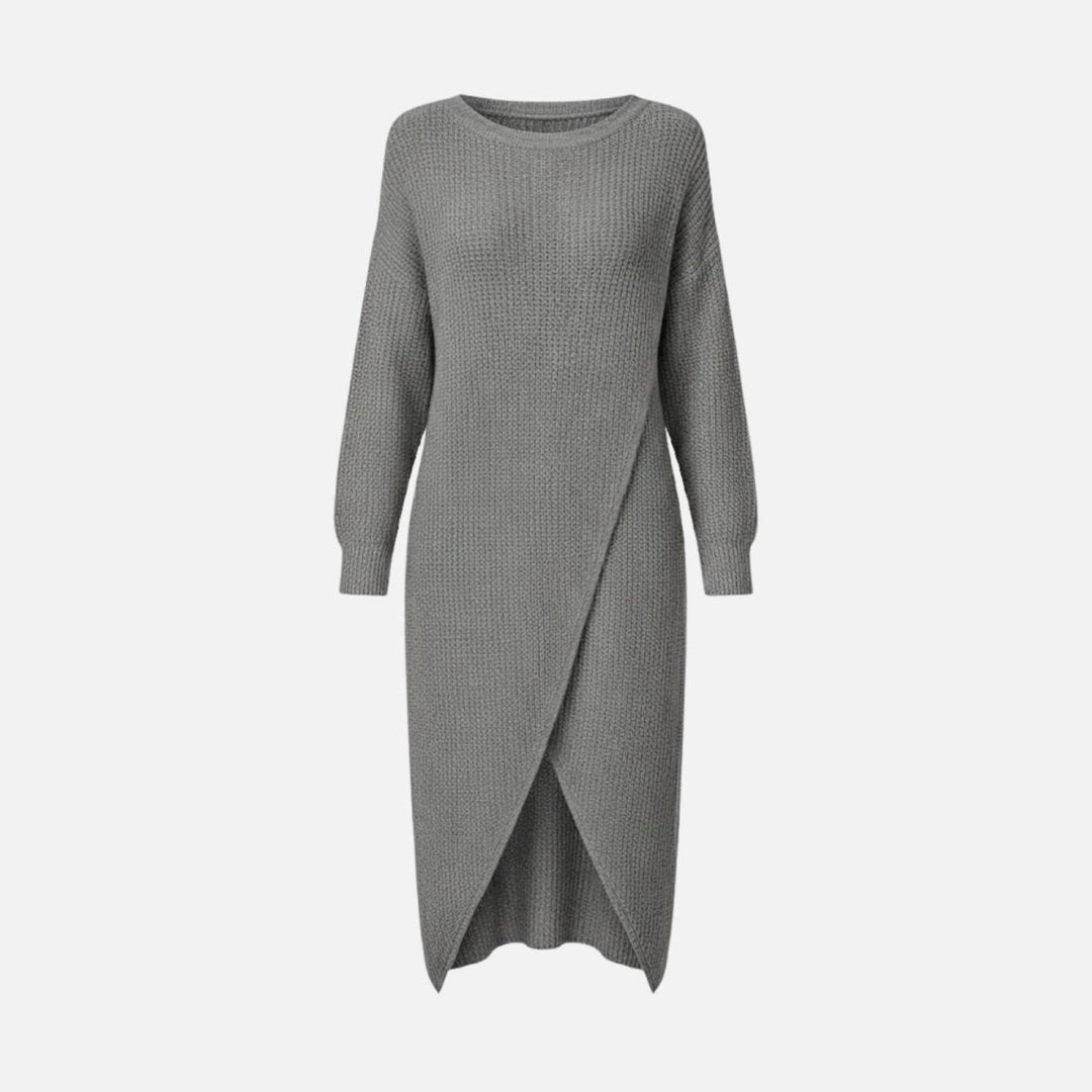 Janesse | Wrap Knit Midi Dress Waffle Texture