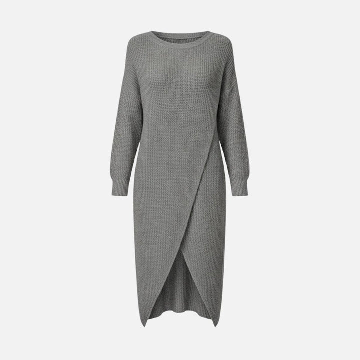 Janesse | Wrap Knit Midi Dress Waffle Texture