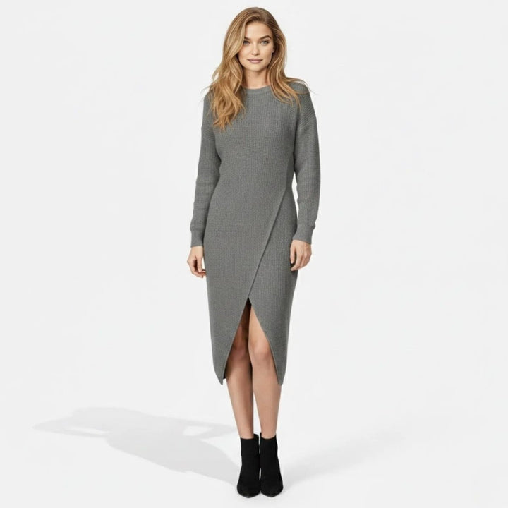 Janesse | Wrap Knit Midi Dress Waffle Texture