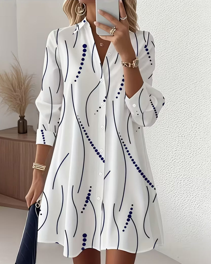 Genevieve | Printed Button-Down Mini Shirt Dress