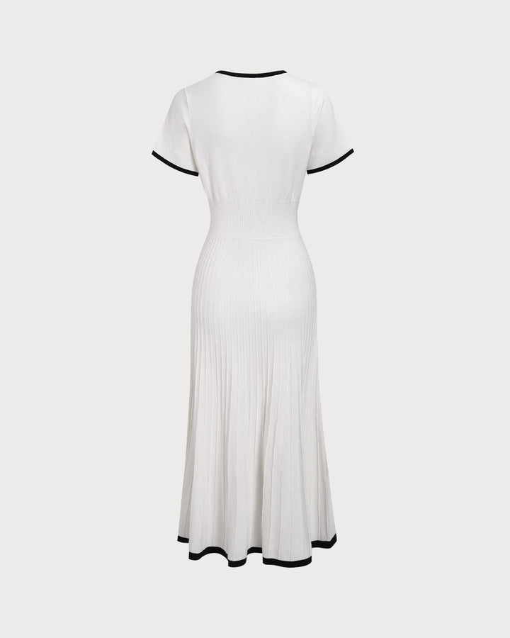 Sabrina | Contrast Knit Sweater Midi Dress