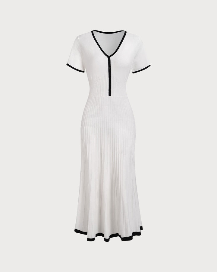 Sabrina | Contrast Knit Sweater Midi Dress